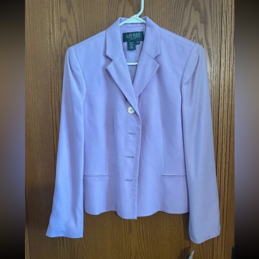 Ralph Lauren Lavender Single-Button Tailored Blazer